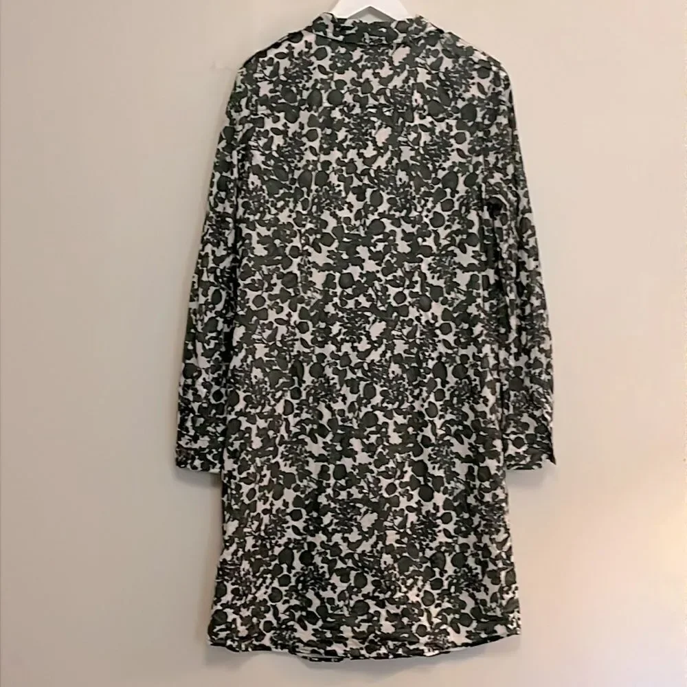 Tory Burch Green and White Floral Midi Shirt Dress size 12 - missing belt